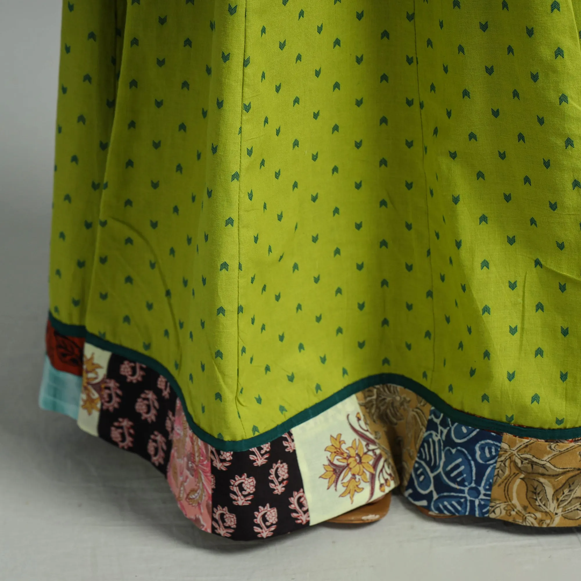 Green - Jacquard Patchwork 24 Kali Cotton Long Skirt 40