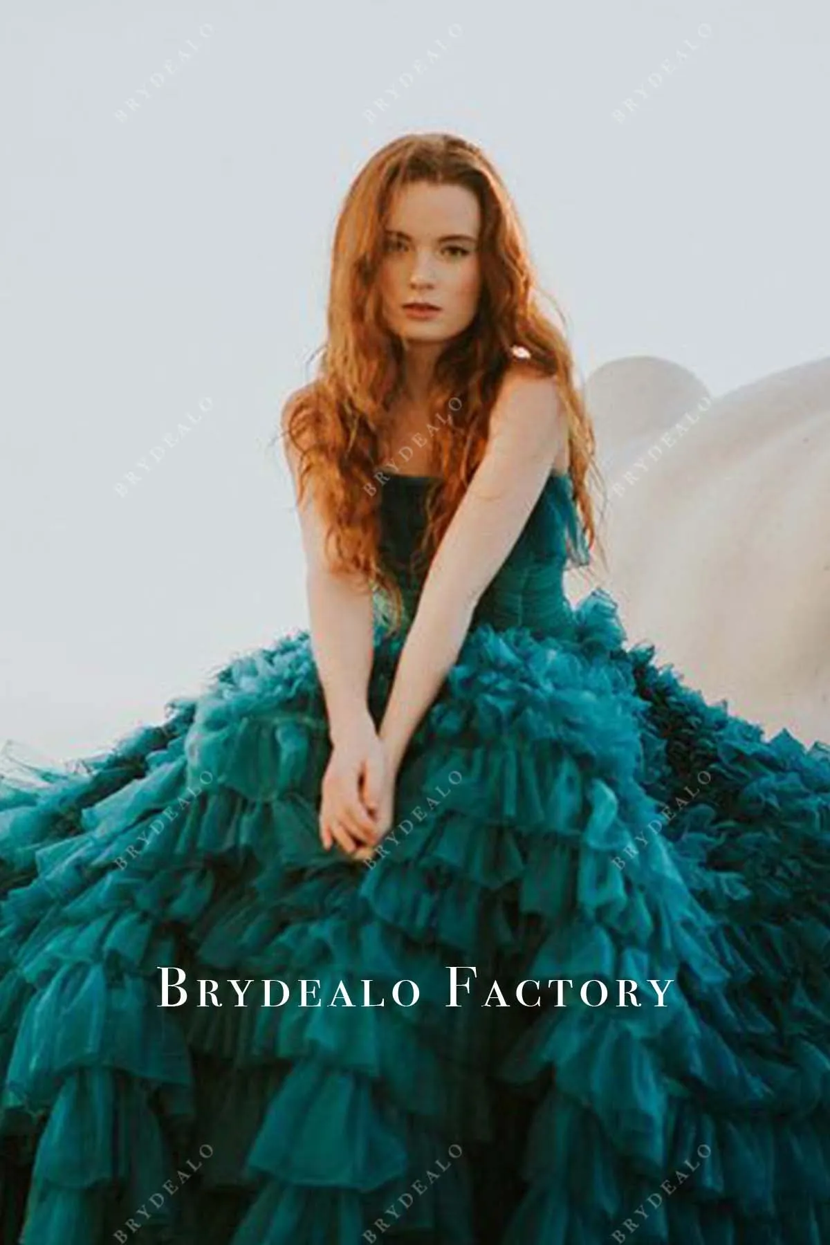 Green Tulle Strapless Tiered Ball Gown Celebrity Dress The Selection