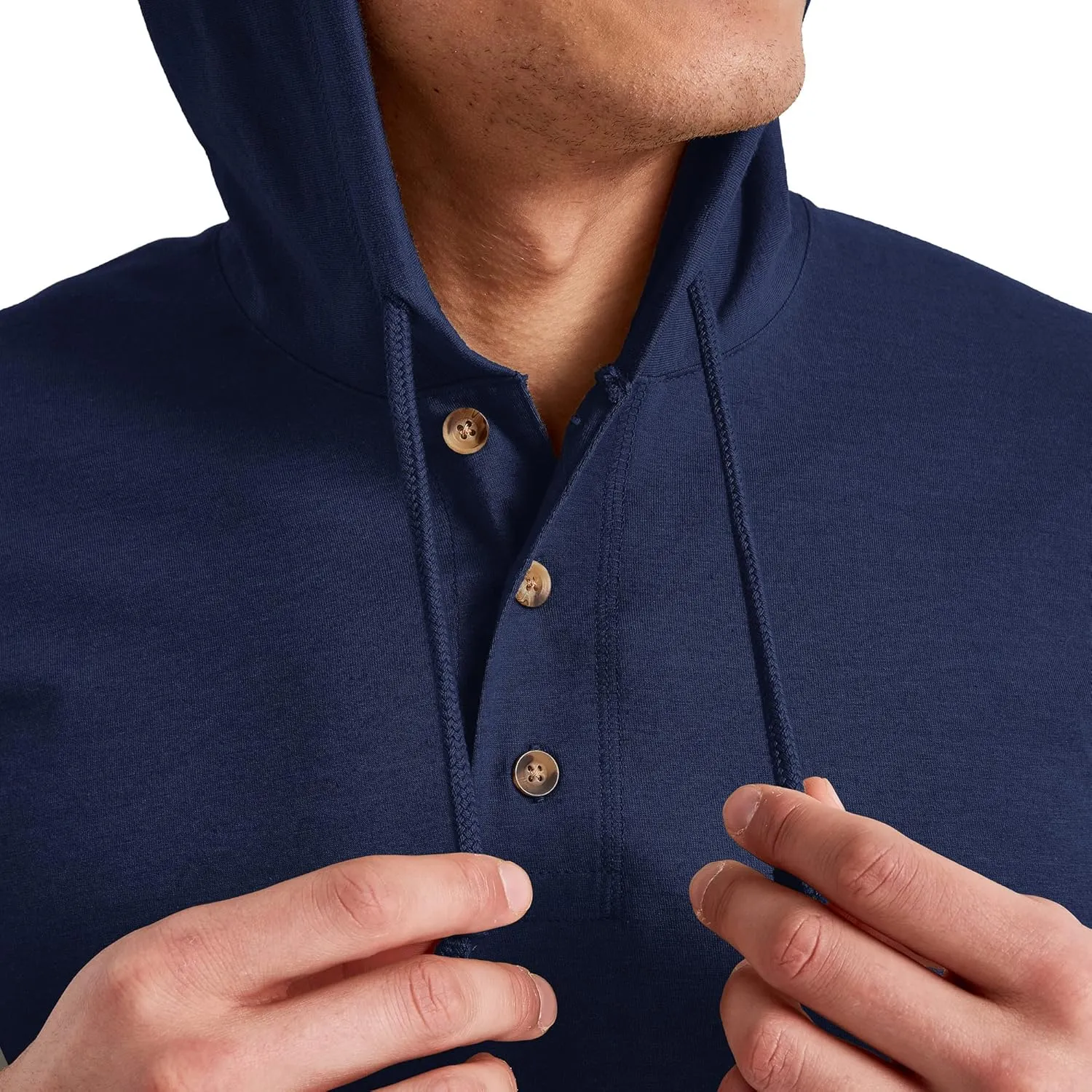 Hanes Men's Originals Lightweight Jersey Hoodie, Cotton Hooded Sweatshirt with Henley Collar