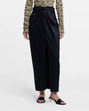 Heida - Slip Satin Wrap Skirt - Black