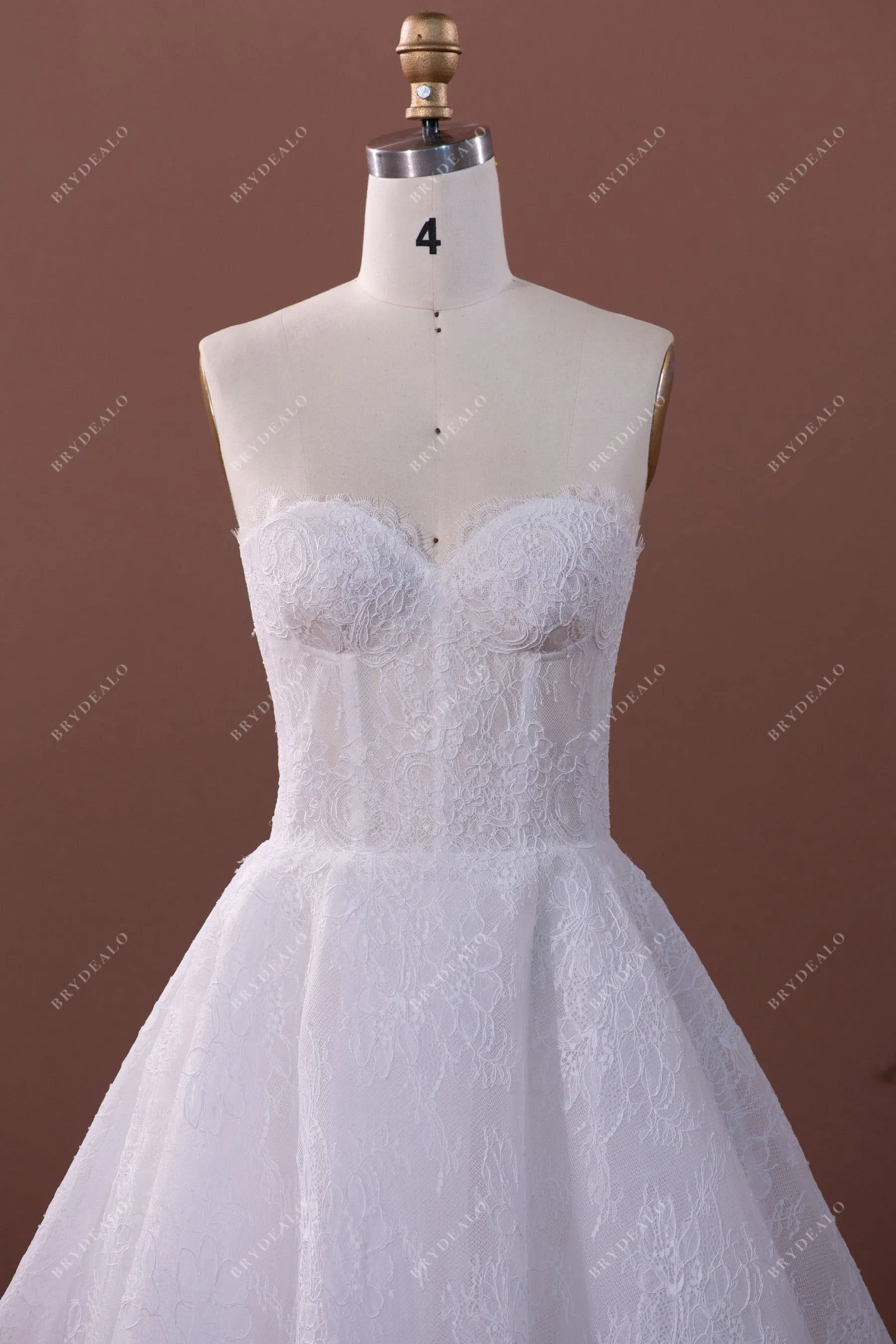 High-End Lace Sweetheart Corset Puffy A-line Wedding Gown
