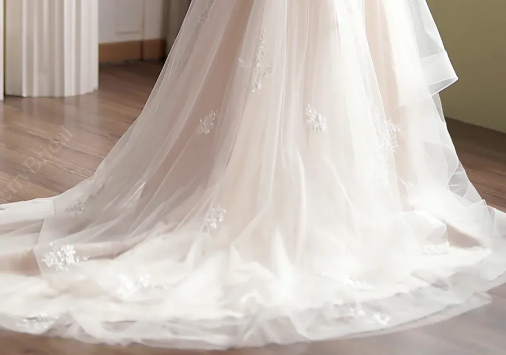 Illusion Lace Ball Gown Sleeveless Bodice  V-Neck Neckline
