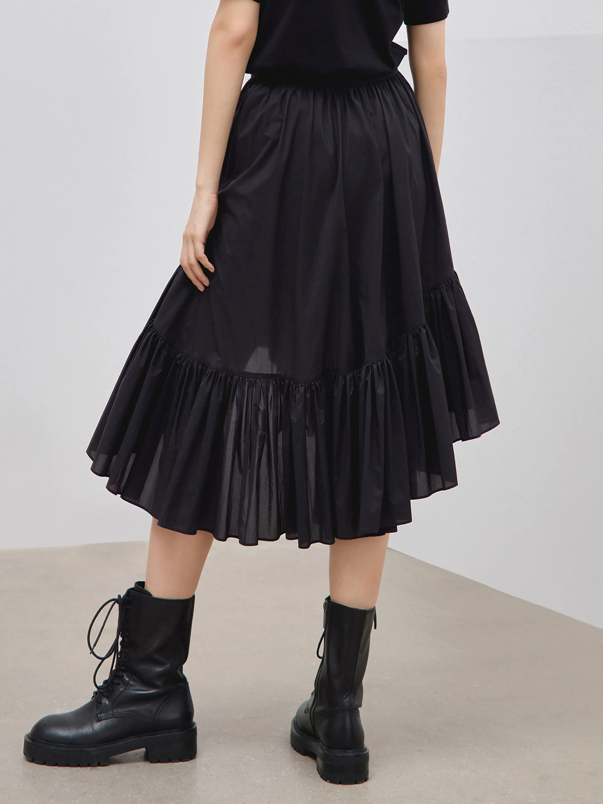 Irregular Hem Pleated Skirt