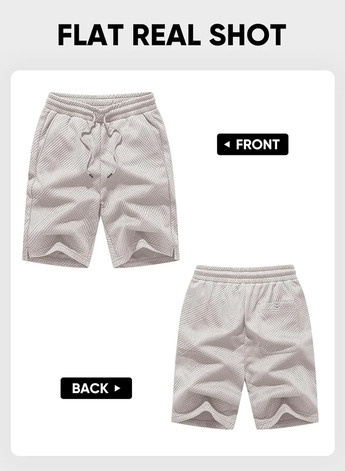 JMIERR Mens Casual 7" Shorts Summer Drawstring Elastic Waist Beach Sweat Shorts Texture with Pockets