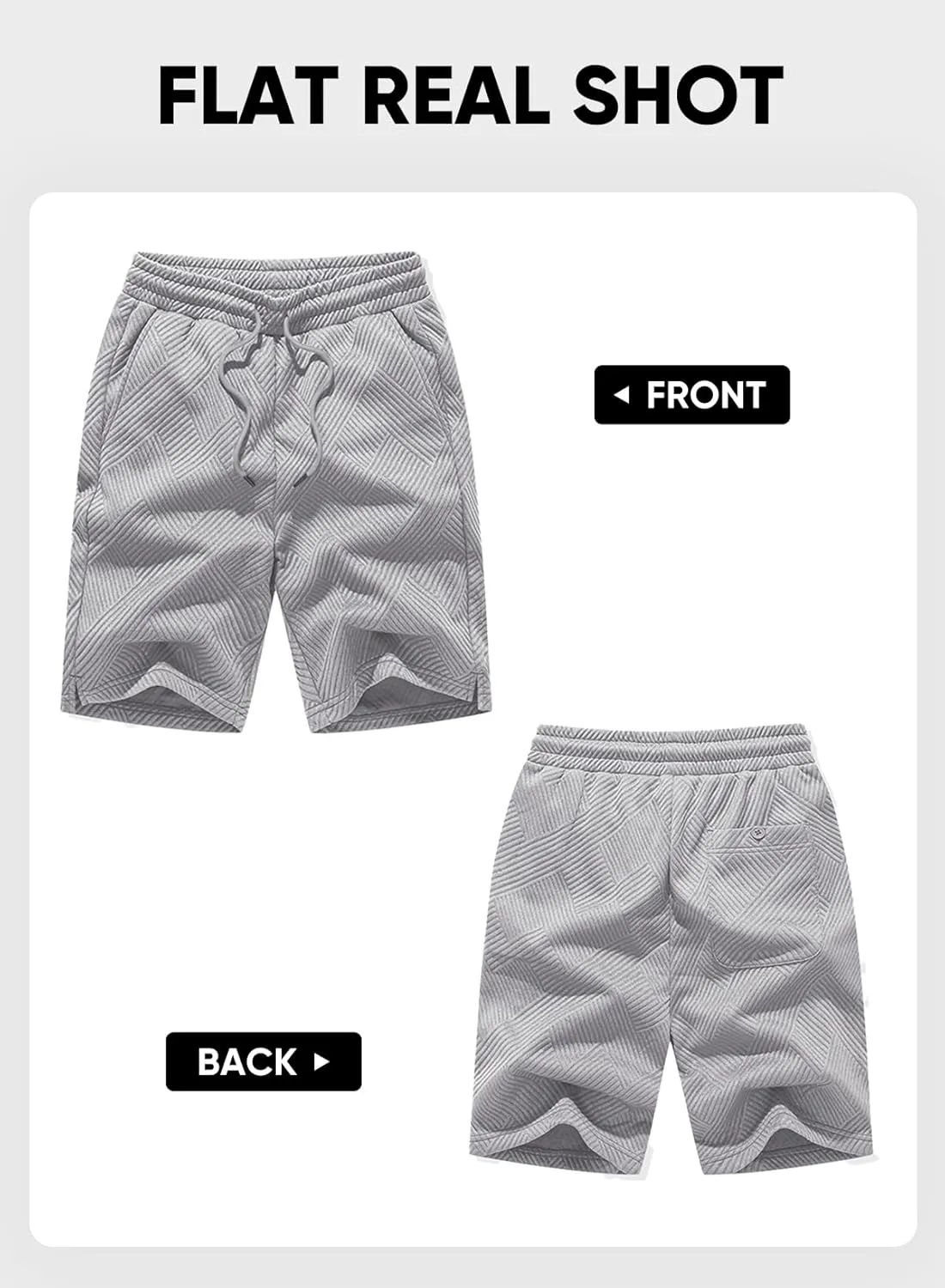 JMIERR Mens Casual 7" Shorts Summer Drawstring Elastic Waist Beach Sweat Shorts Texture with Pockets
