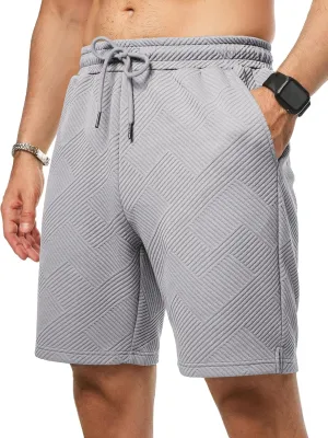 JMIERR Mens Casual 7" Shorts Summer Drawstring Elastic Waist Beach Sweat Shorts Texture with Pockets