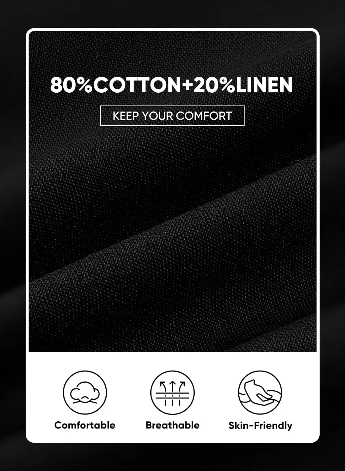JMIERR Mens Casual 8" Cotton Linen Shorts - Button Waist Summer Beach Shorts with Pockets