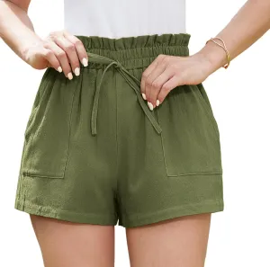 Jouica Women's Shorts 2024 Summer Casual Beach Bermuda High Waist Linen Shorts for Women Trendy