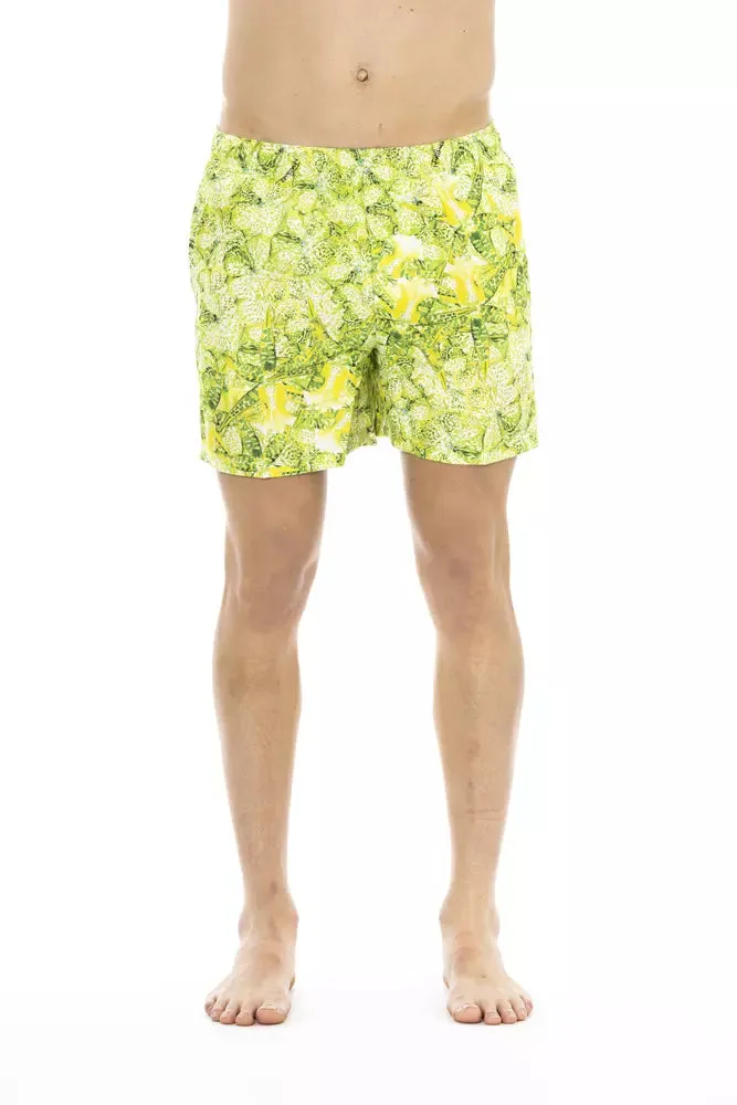 Just Cavalli Green Polyester Men's Swimwear Shorts