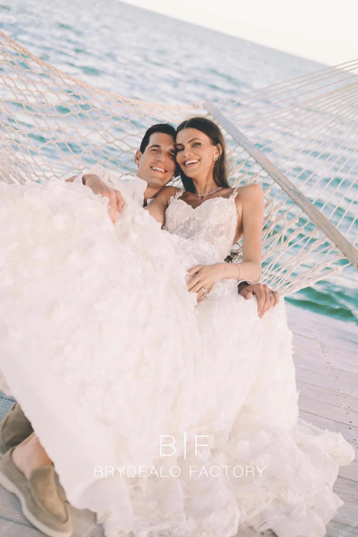 Kamila Hansen Romantic 3D Lace Long Beach Destination Wedding Dress