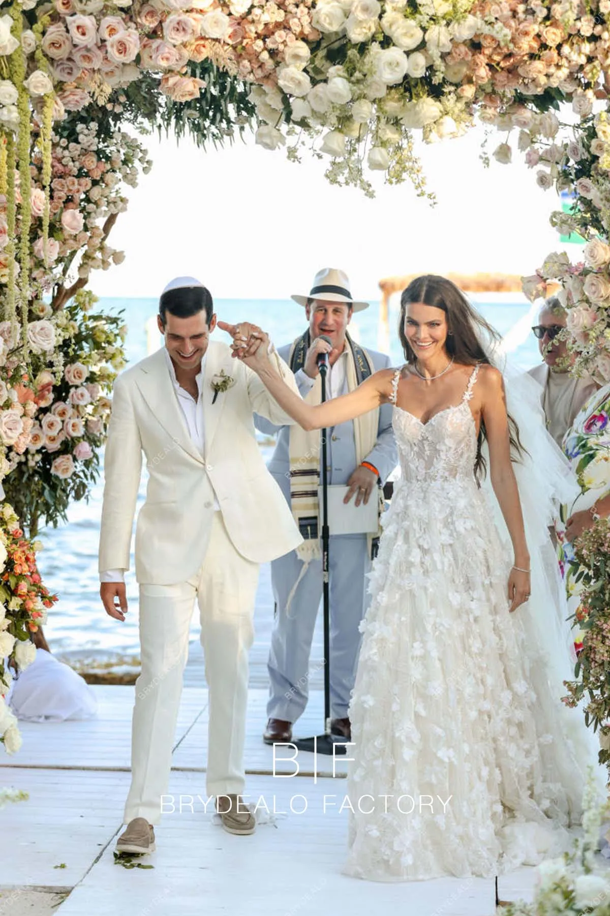 Kamila Hansen Romantic 3D Lace Long Beach Destination Wedding Dress