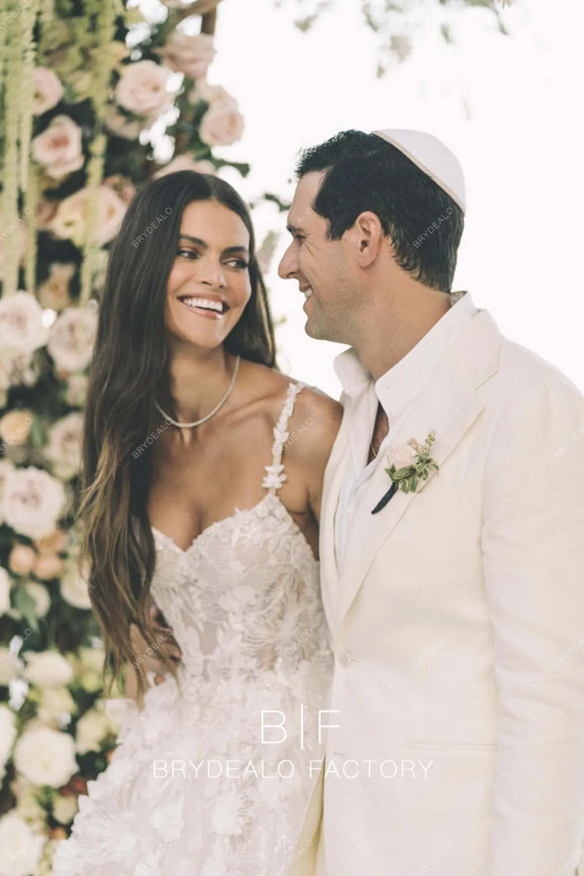Kamila Hansen Romantic 3D Lace Long Beach Destination Wedding Dress