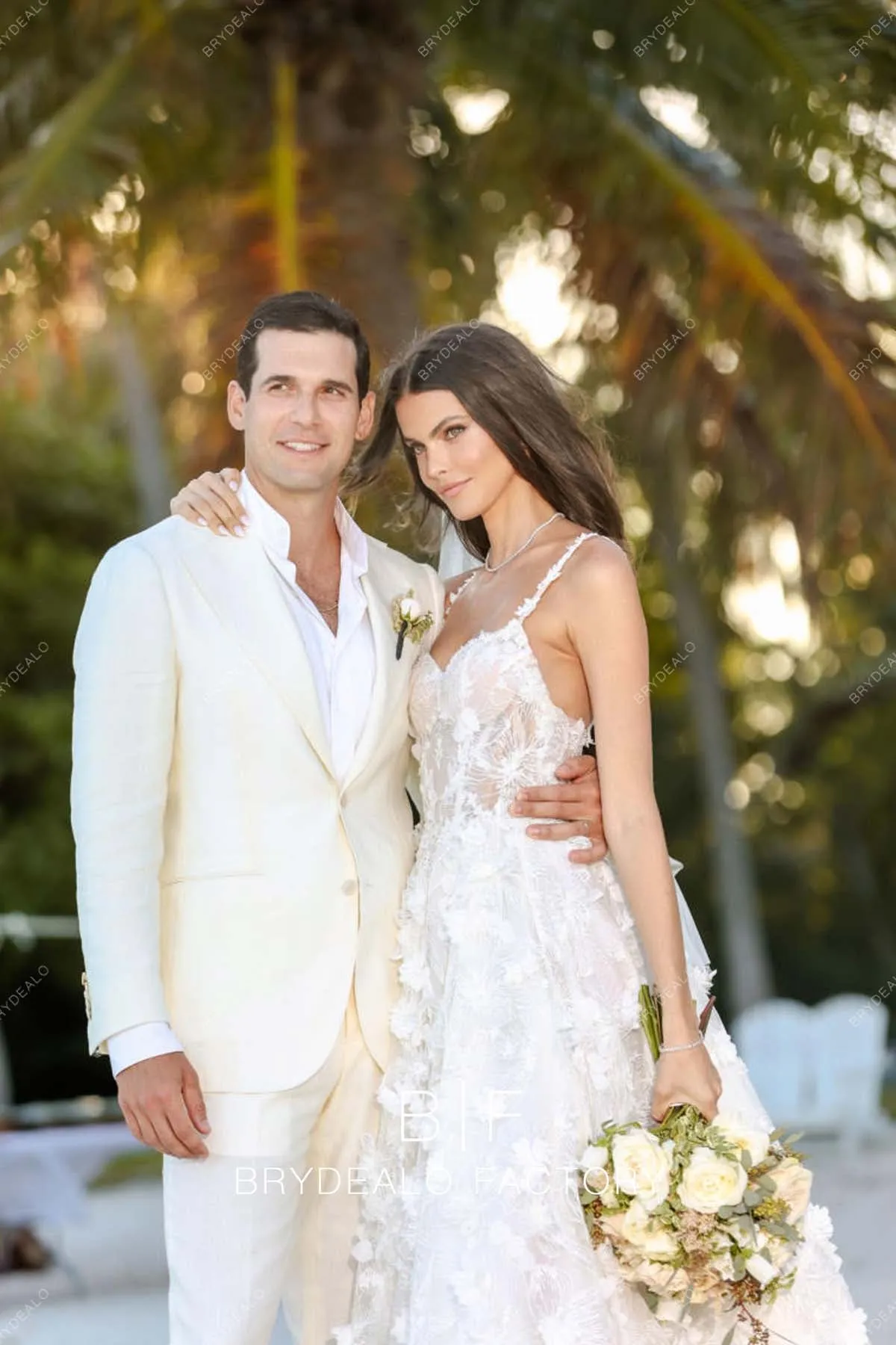 Kamila Hansen Romantic 3D Lace Long Beach Destination Wedding Dress