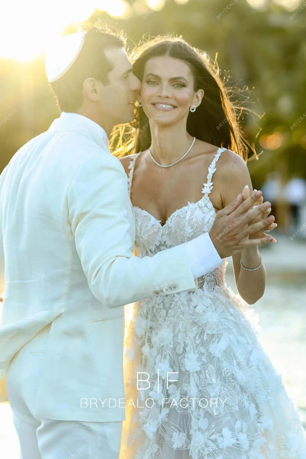 Kamila Hansen Romantic 3D Lace Long Beach Destination Wedding Dress