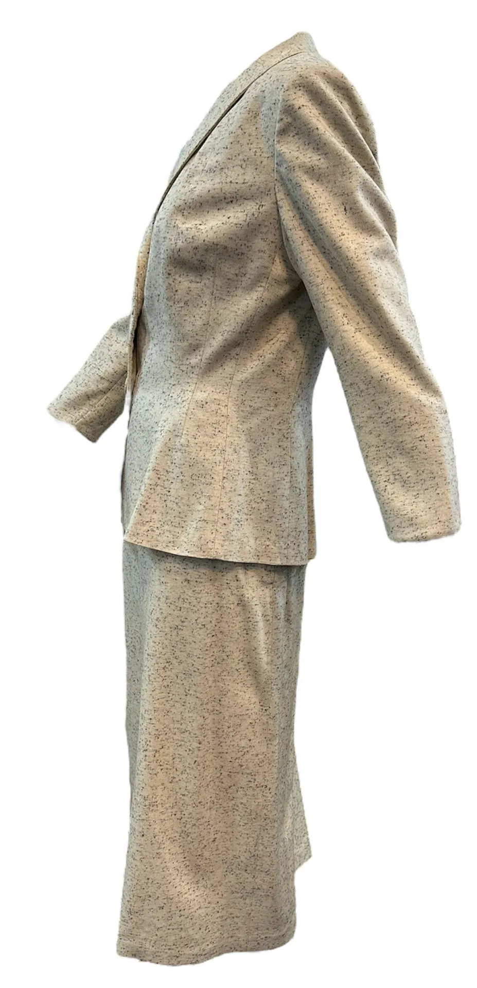 Lilli Ann 1950s Ivory Flecked Wool Skirt Suit