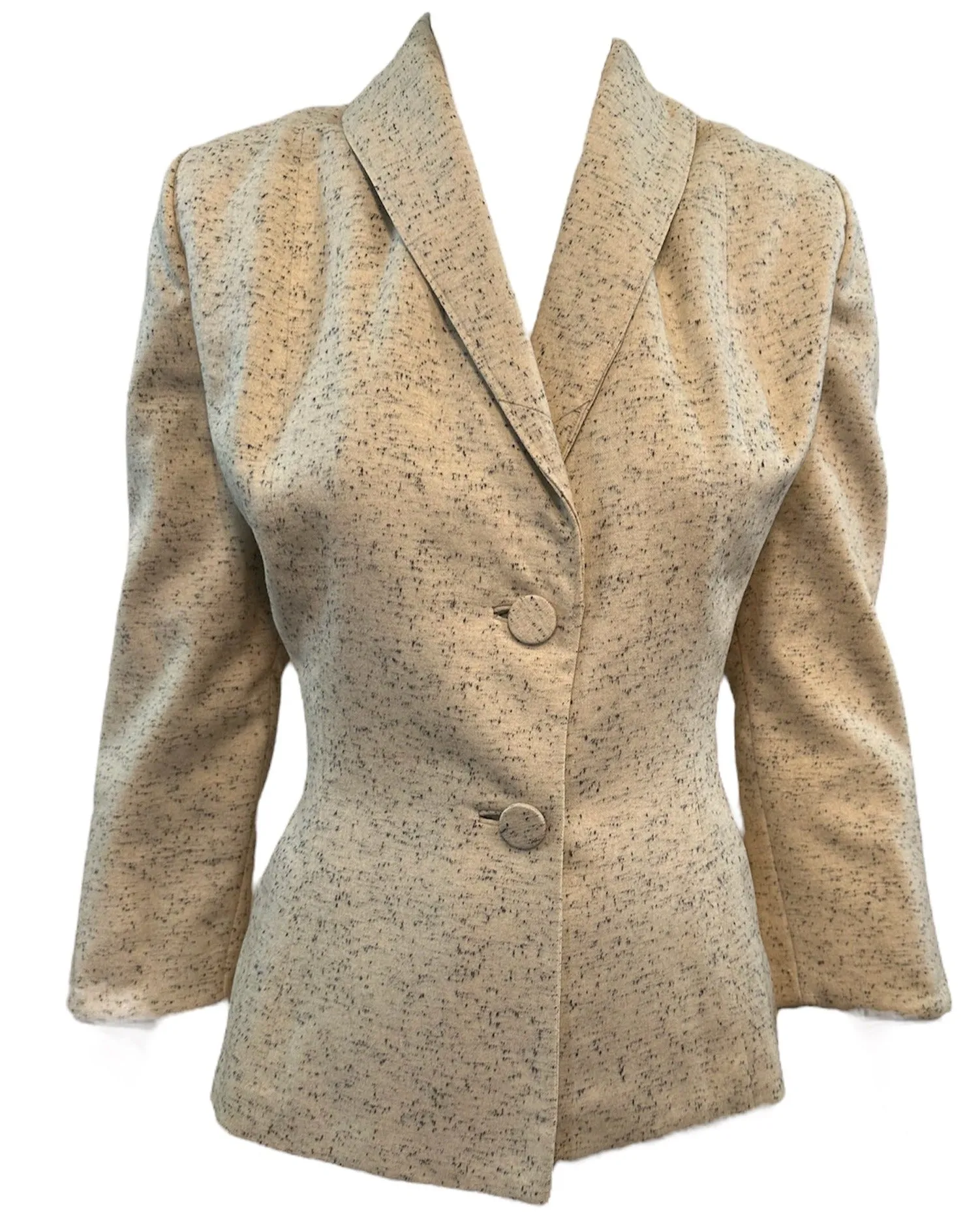 Lilli Ann 1950s Ivory Flecked Wool Skirt Suit