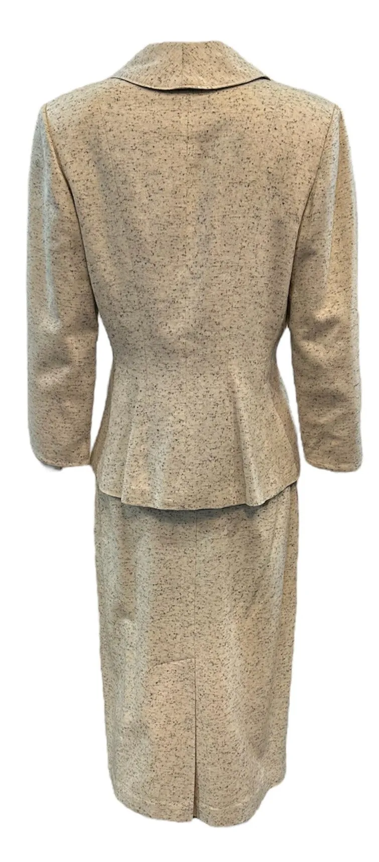 Lilli Ann 1950s Ivory Flecked Wool Skirt Suit