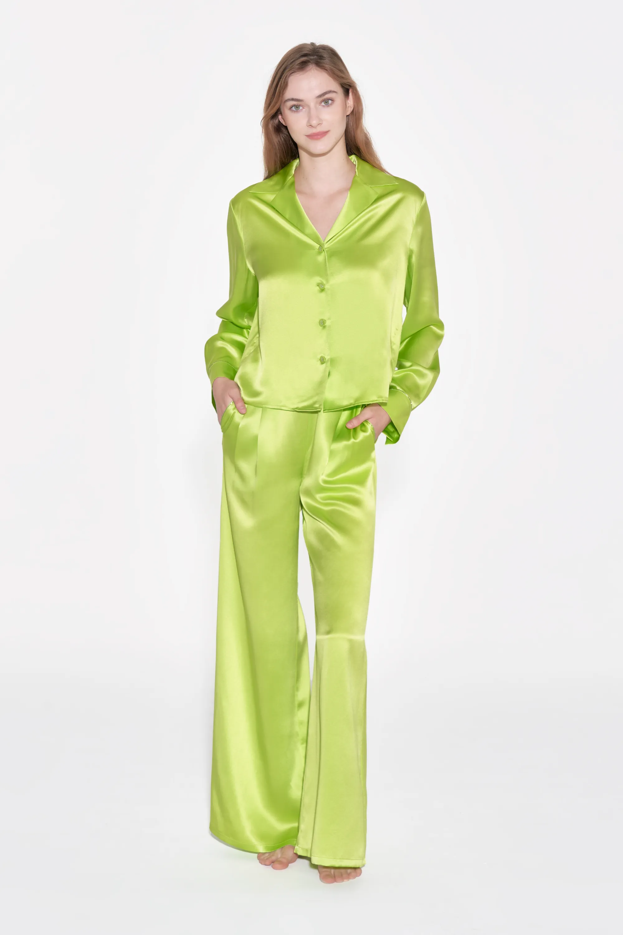 Lime Green Silk Pyjama Top