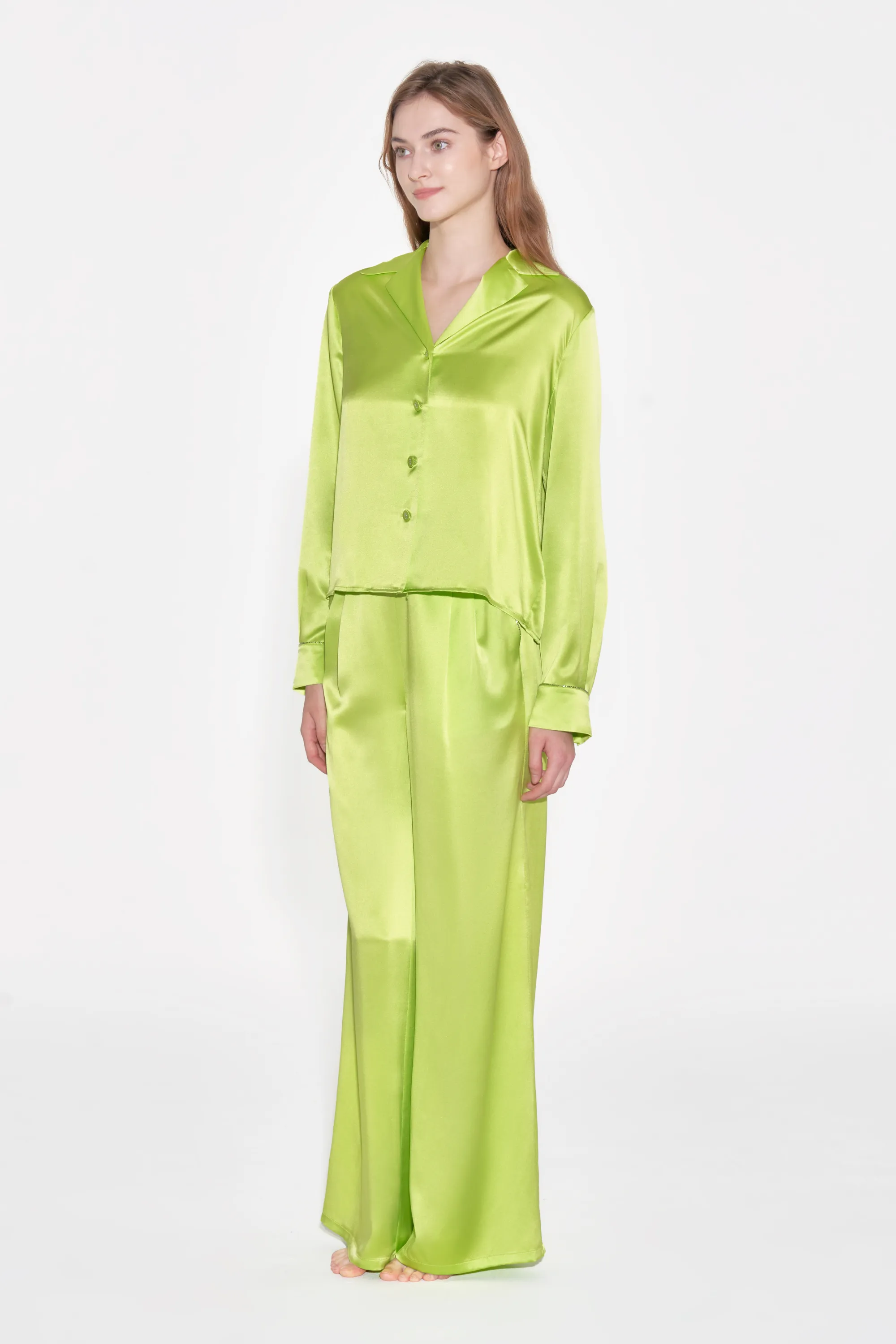 Lime Green Silk Pyjama Top