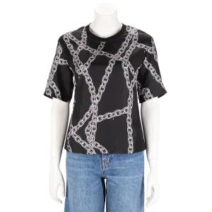 Louis Vuitton Black Silk & Cotton Chain Print Top S