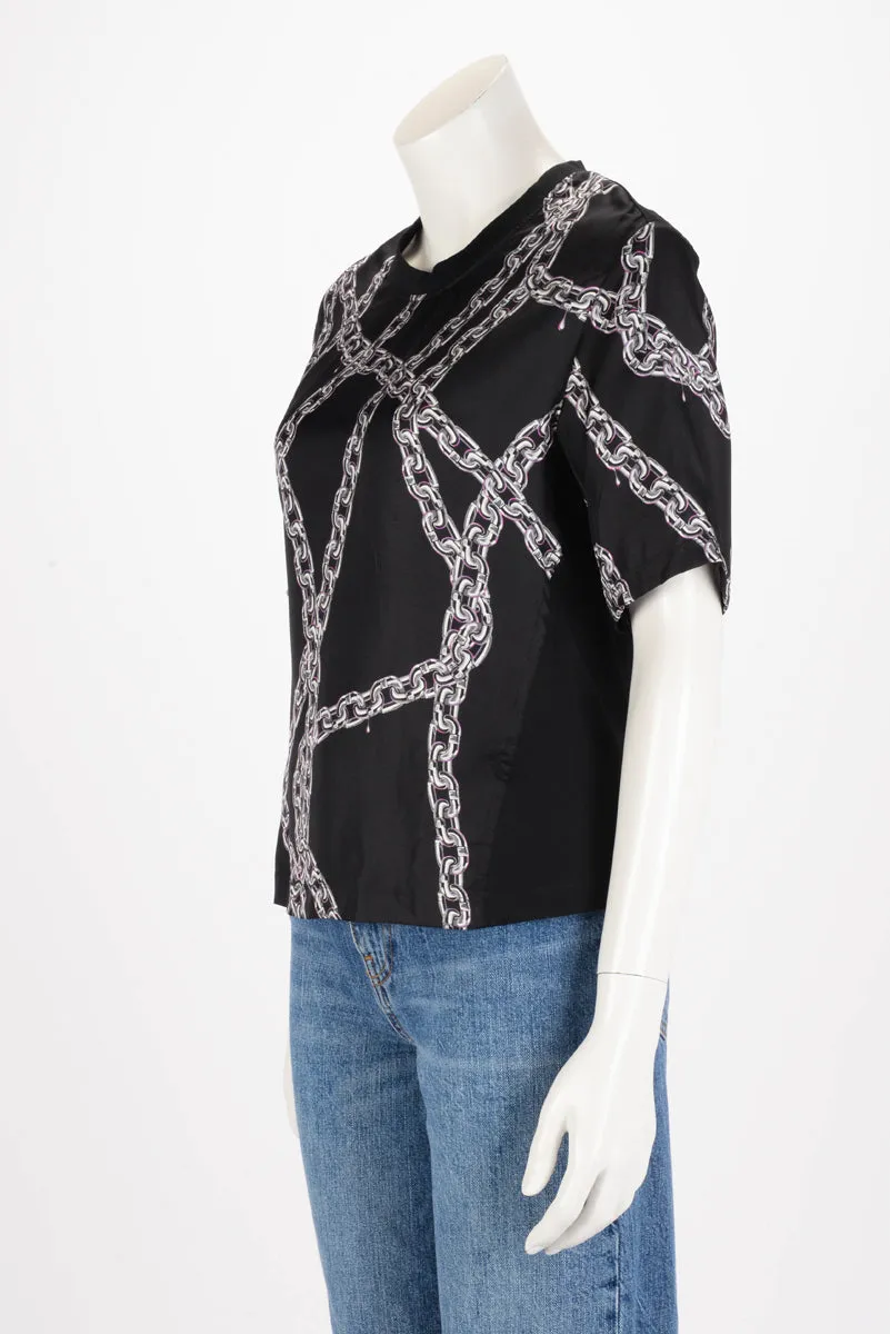 Louis Vuitton Black Silk & Cotton Chain Print Top S