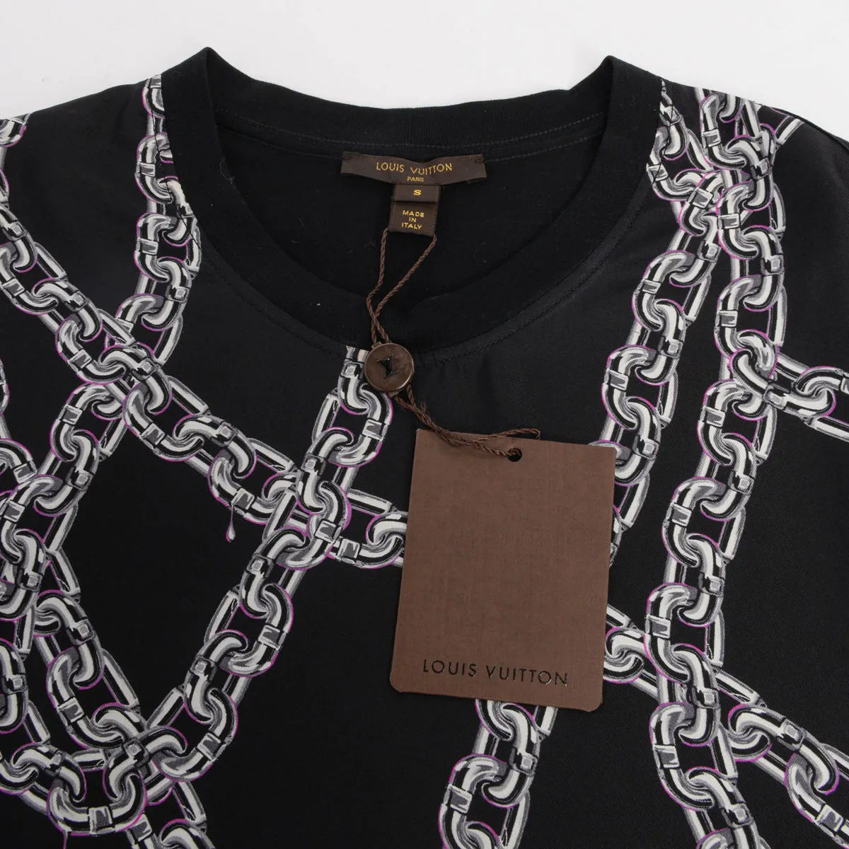 Louis Vuitton Black Silk & Cotton Chain Print Top S