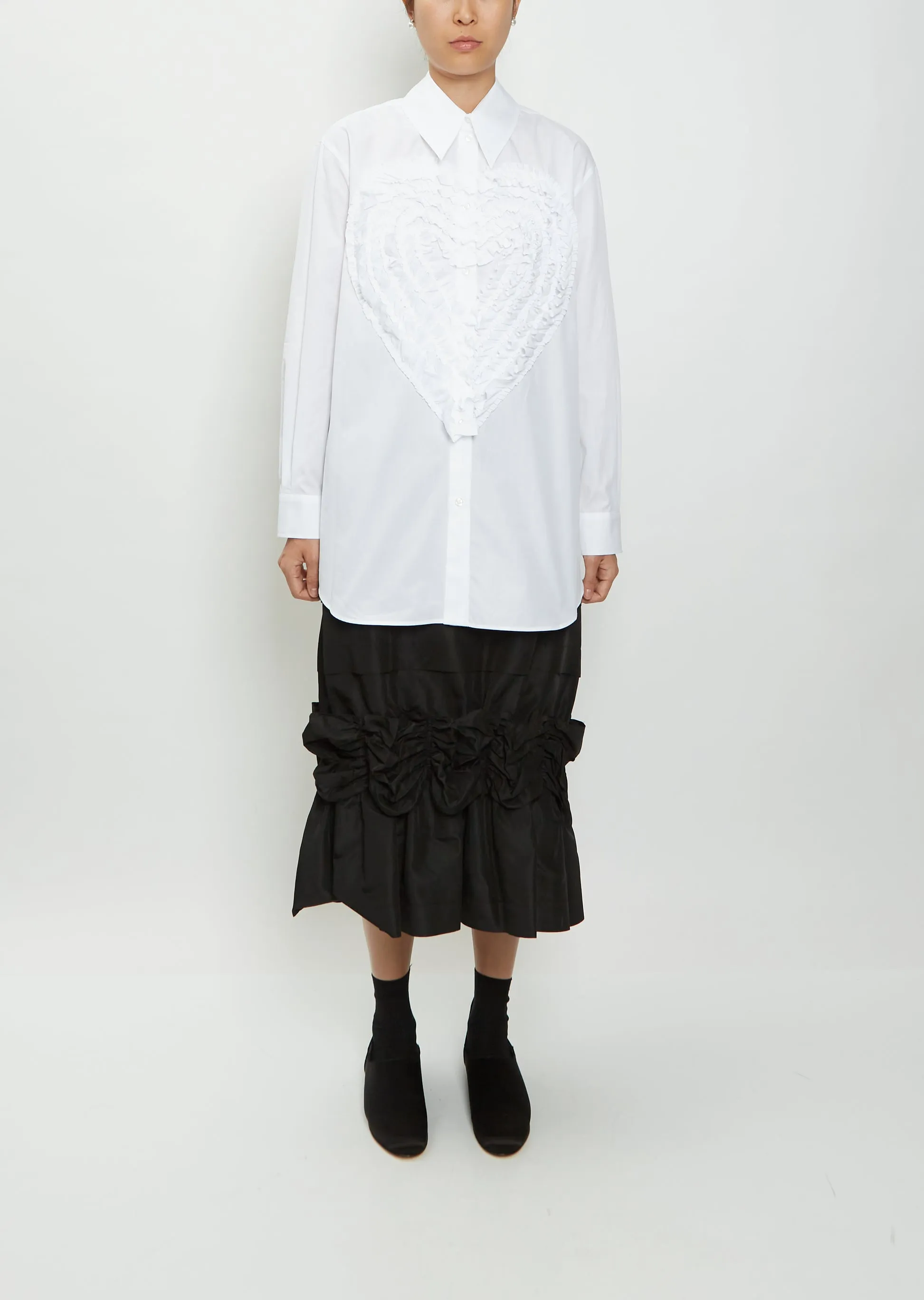 Masculine Cotton Shirt with Ruffle Heart