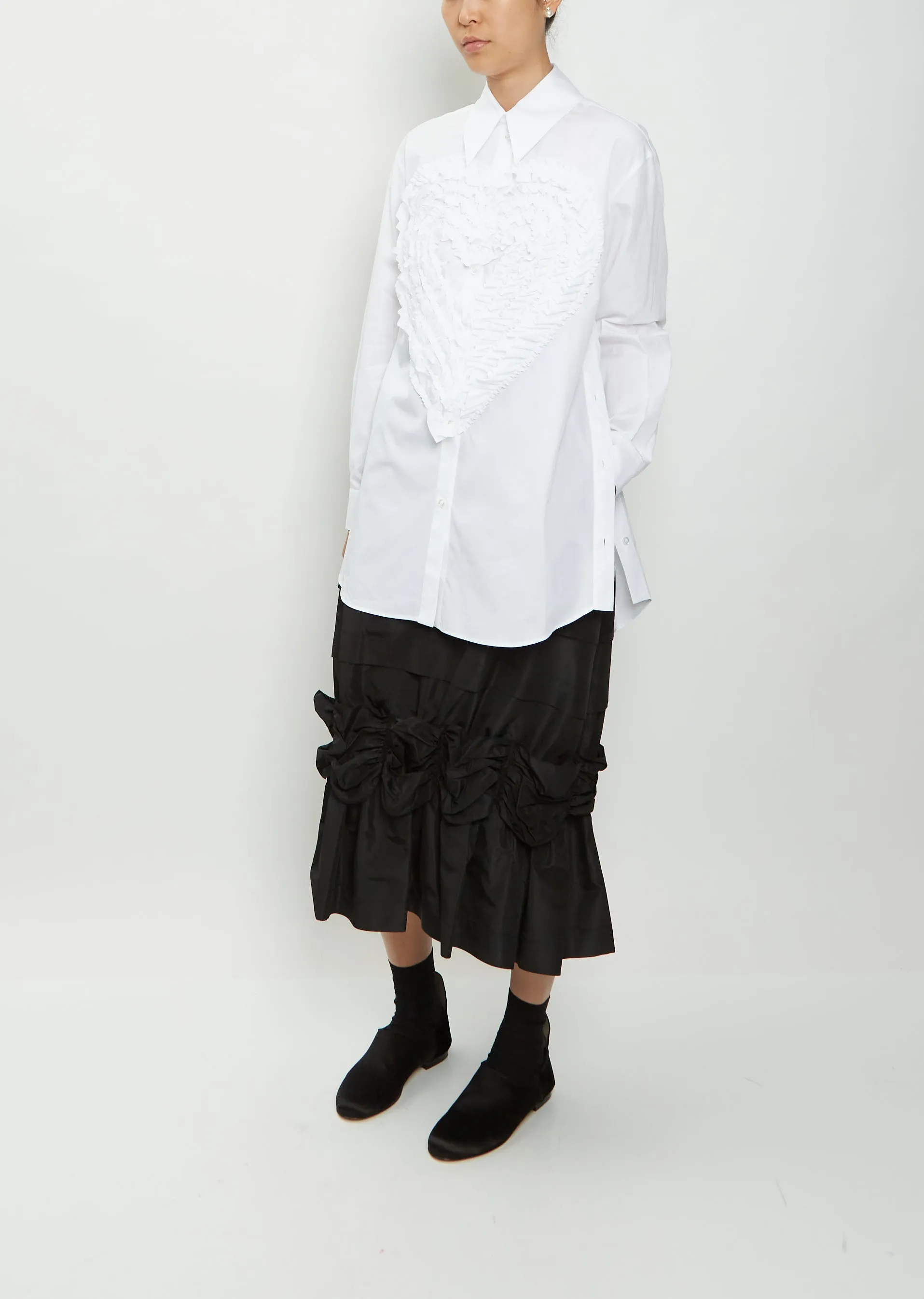 Masculine Cotton Shirt with Ruffle Heart