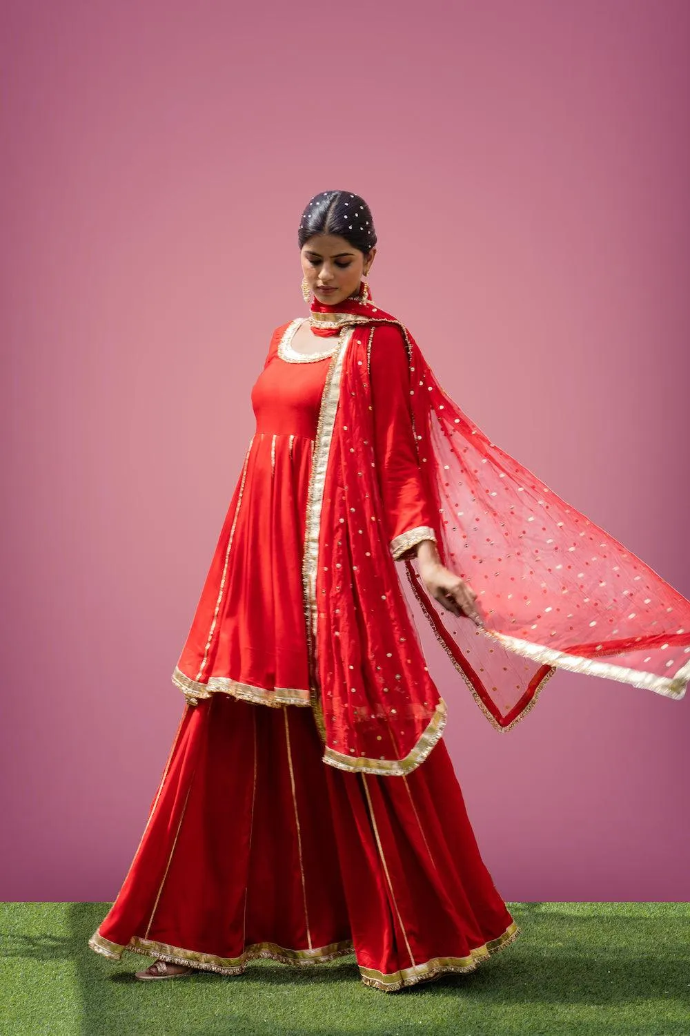 Mehfil Red Anarkali Skirt Set
