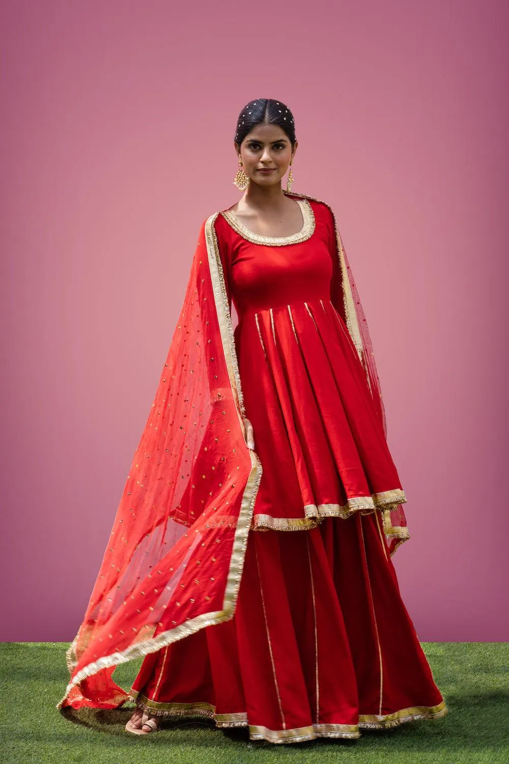 Mehfil Red Anarkali Skirt Set