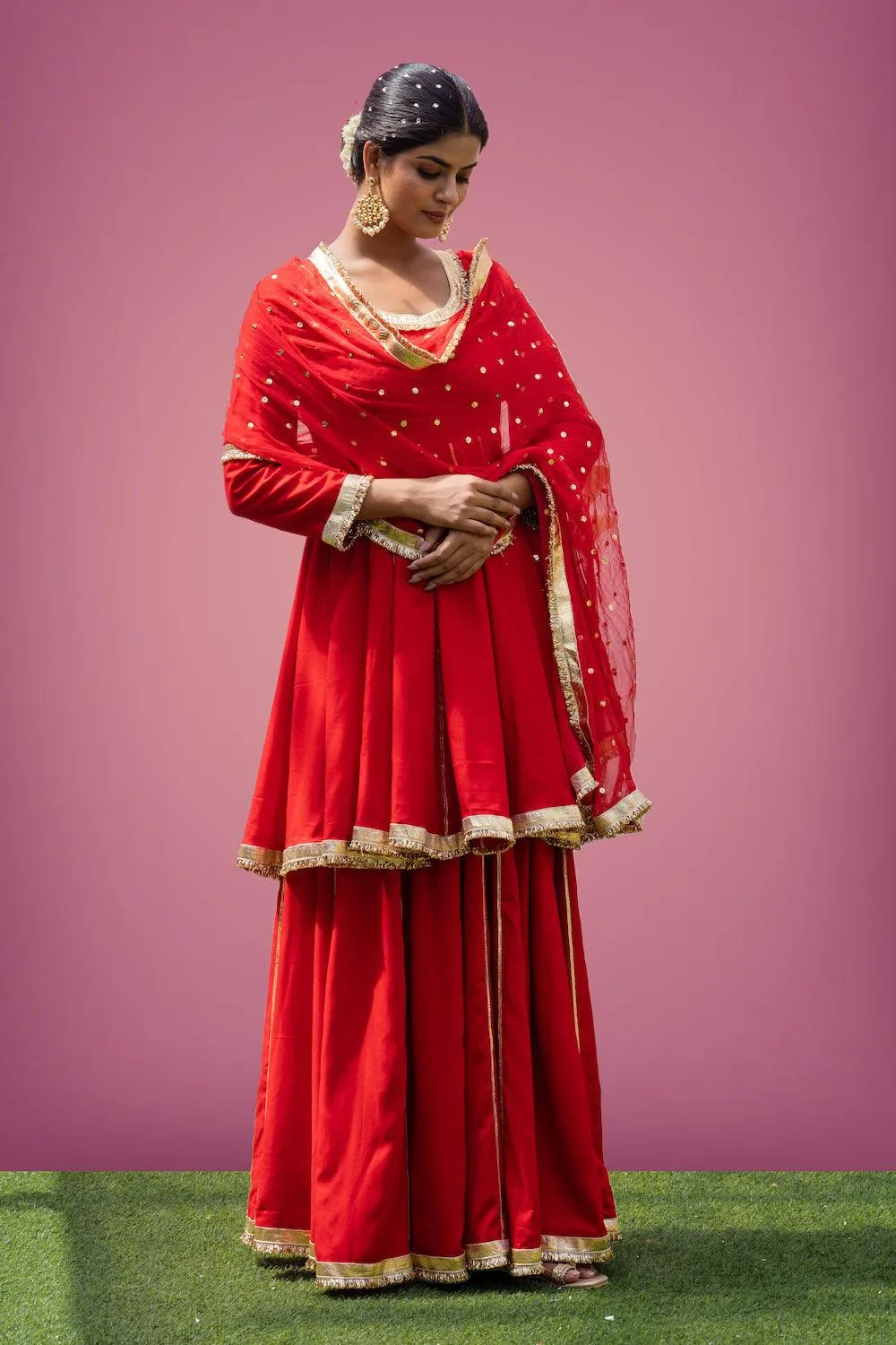 Mehfil Red Anarkali Skirt Set