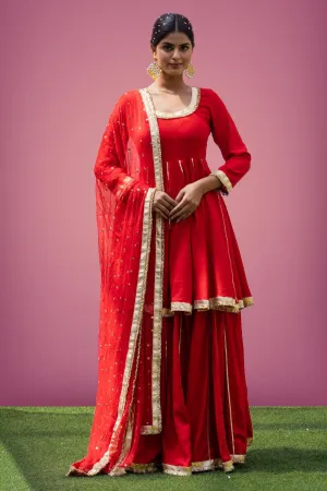 Mehfil Red Anarkali Skirt Set