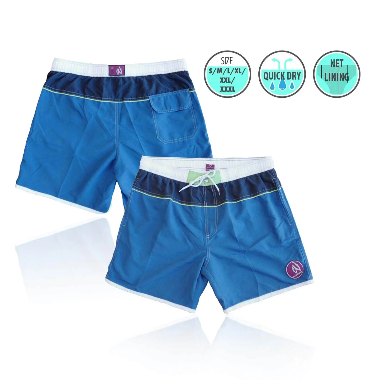 Mens Swim Beach Shorts Blue/Black BHACAPBS5