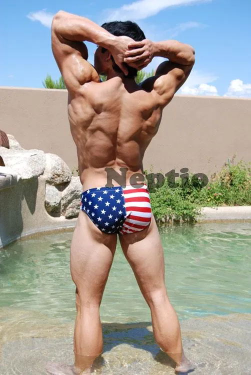 Men's Swim Bikini Swimsuit featuring the American Flag's Stars & Stripes