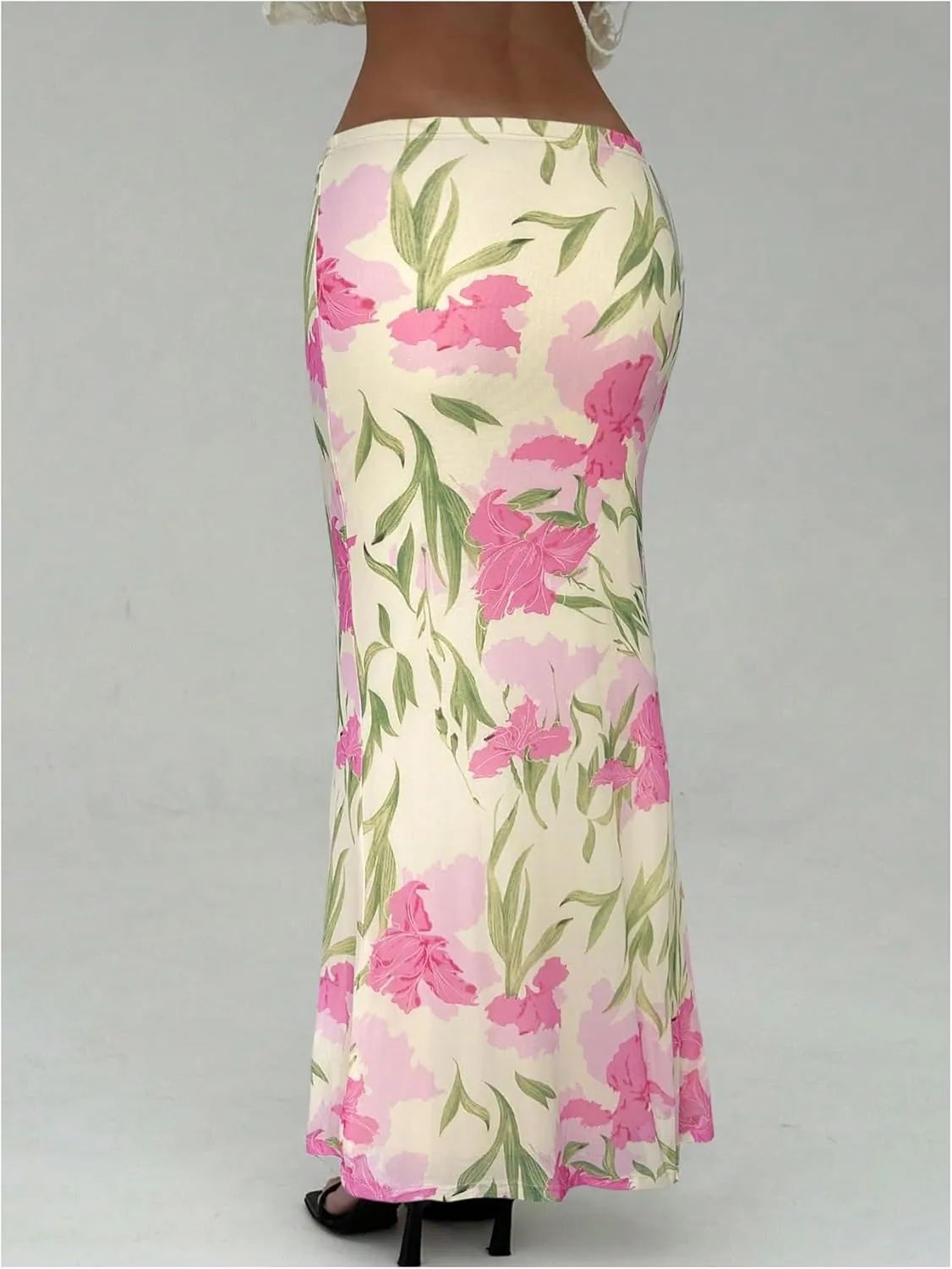 Milumia Women's Boho Floral Bodycon Long Skirt Low Waist Vacation Fishtail Maxi Skirts