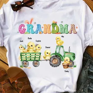 Personalized Grandma Tractor with Chicken T Shirt, Gift for Mom Farmer T Shirt Duck Lovers
