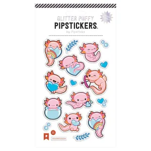 Pipsticks® 4'' x 6'' Glitter Puffy Sticker Sheet: Axolotl Fun