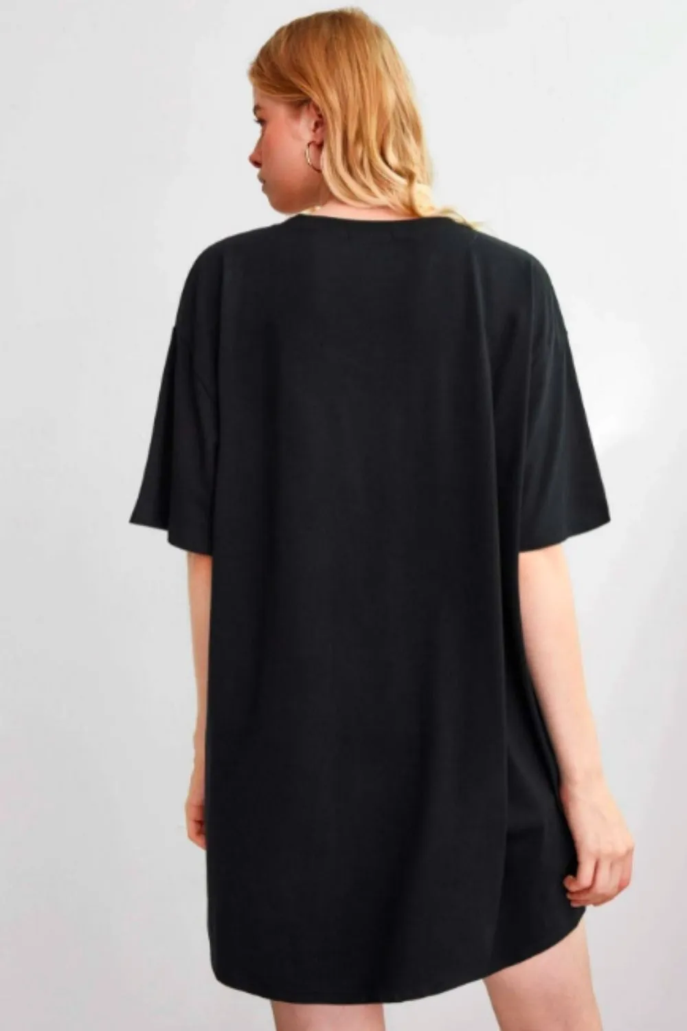 Printed Solid Tee Dress