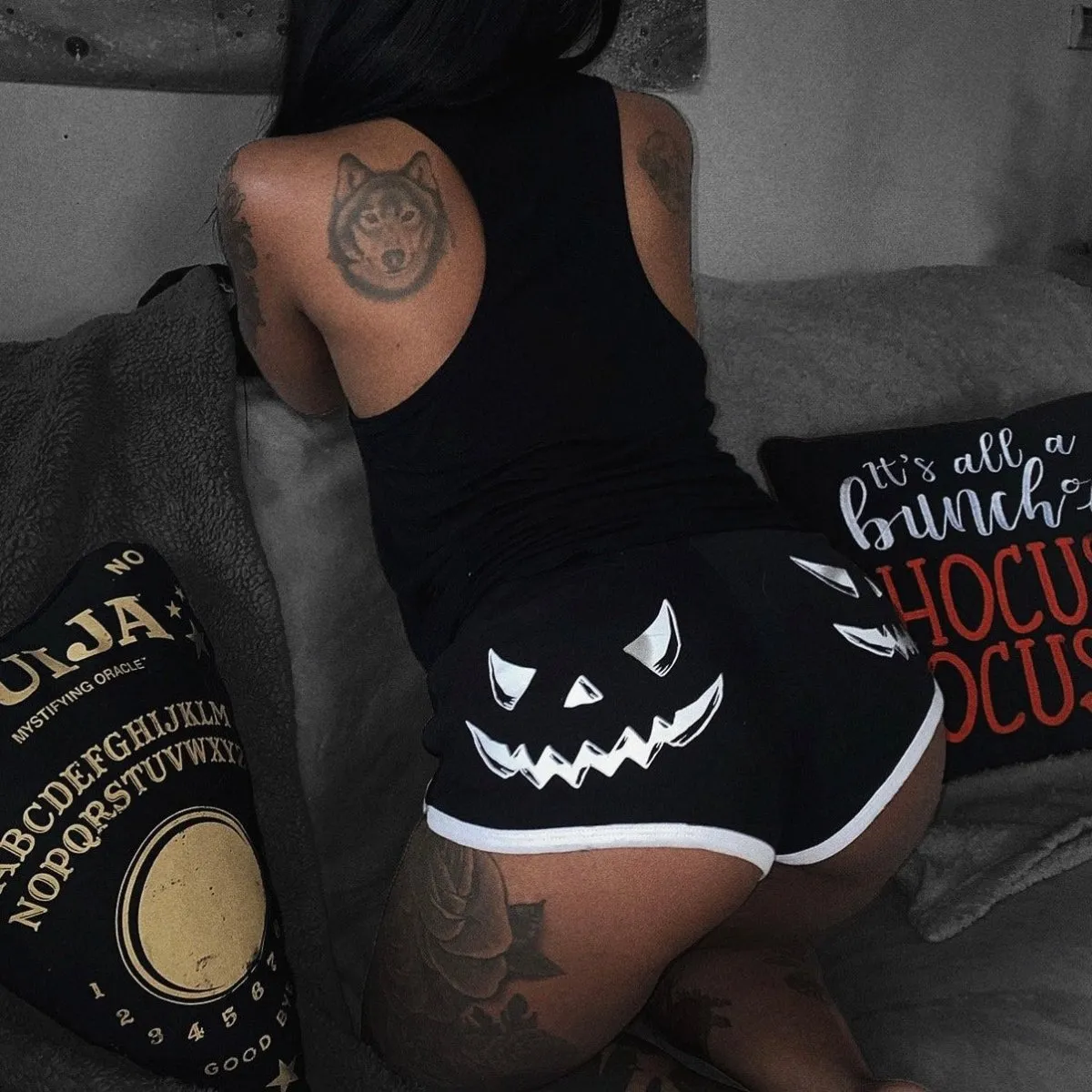 Pumpkin Face Short Shorts
