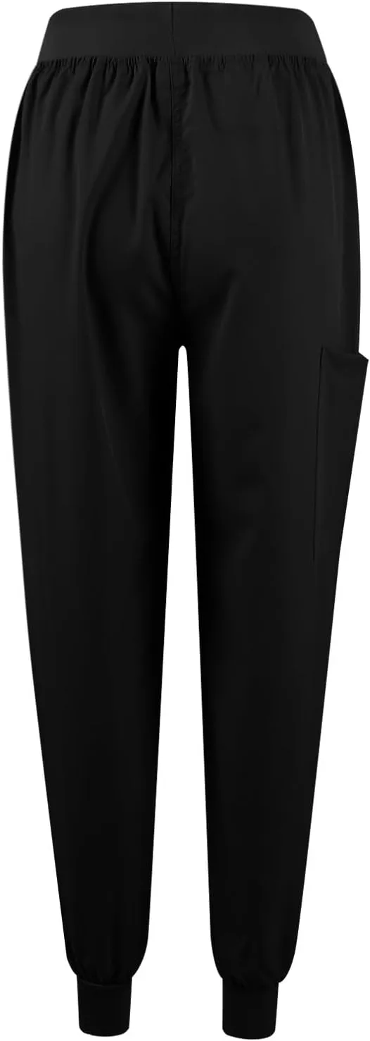 Scrubs for Women Set Stretch V-Neck Scrub Tops with Pockets & Cargo Pant Quick Drying Solid Nurse Uniform