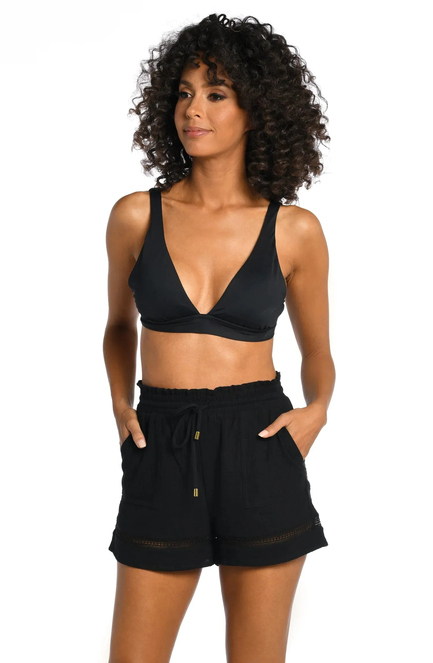 Seaside Covers Beach Shorts In Black - La Blanca