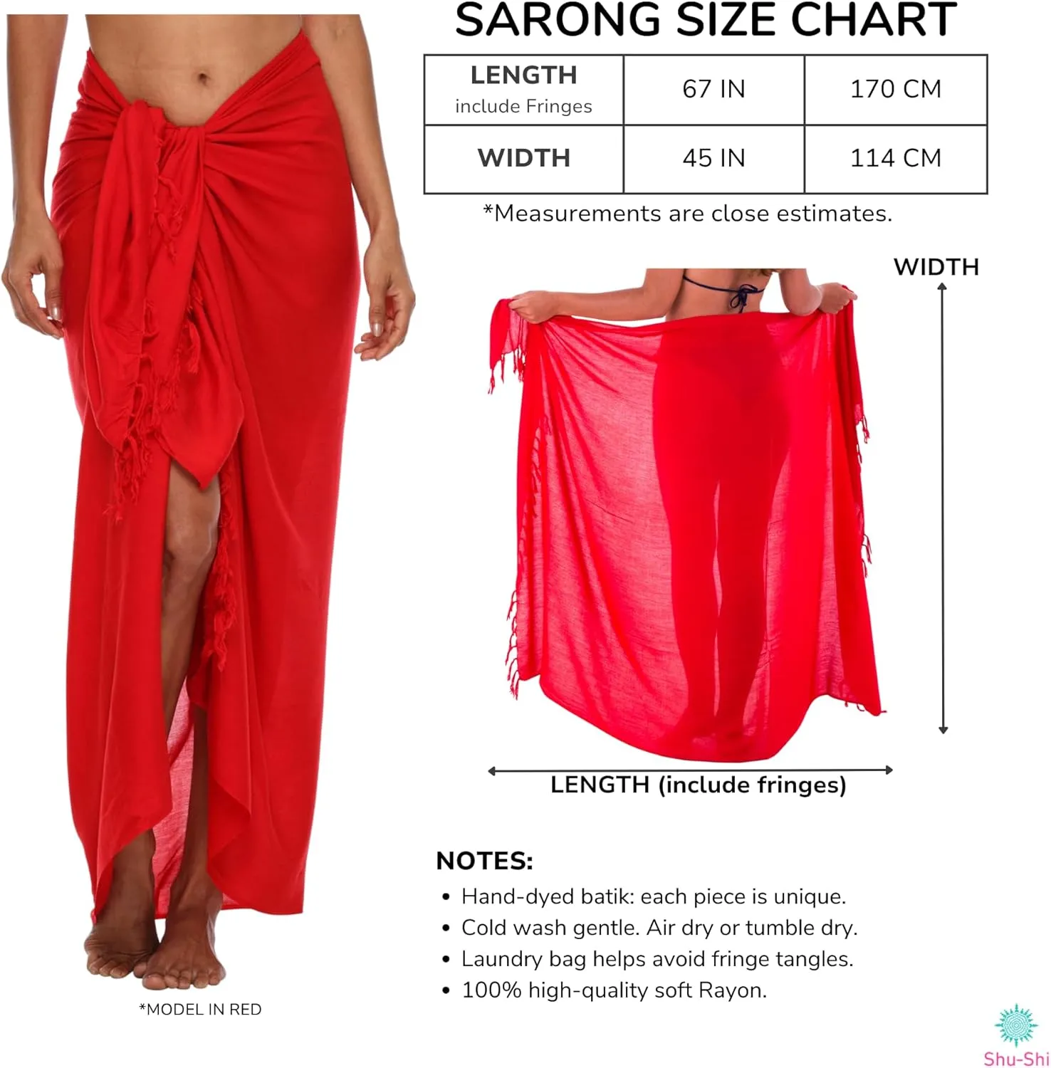 SHU-SHI Sarong Wraps For Women Beach Cover Up Skirt Swimsuit Wrap Pareo Coverups