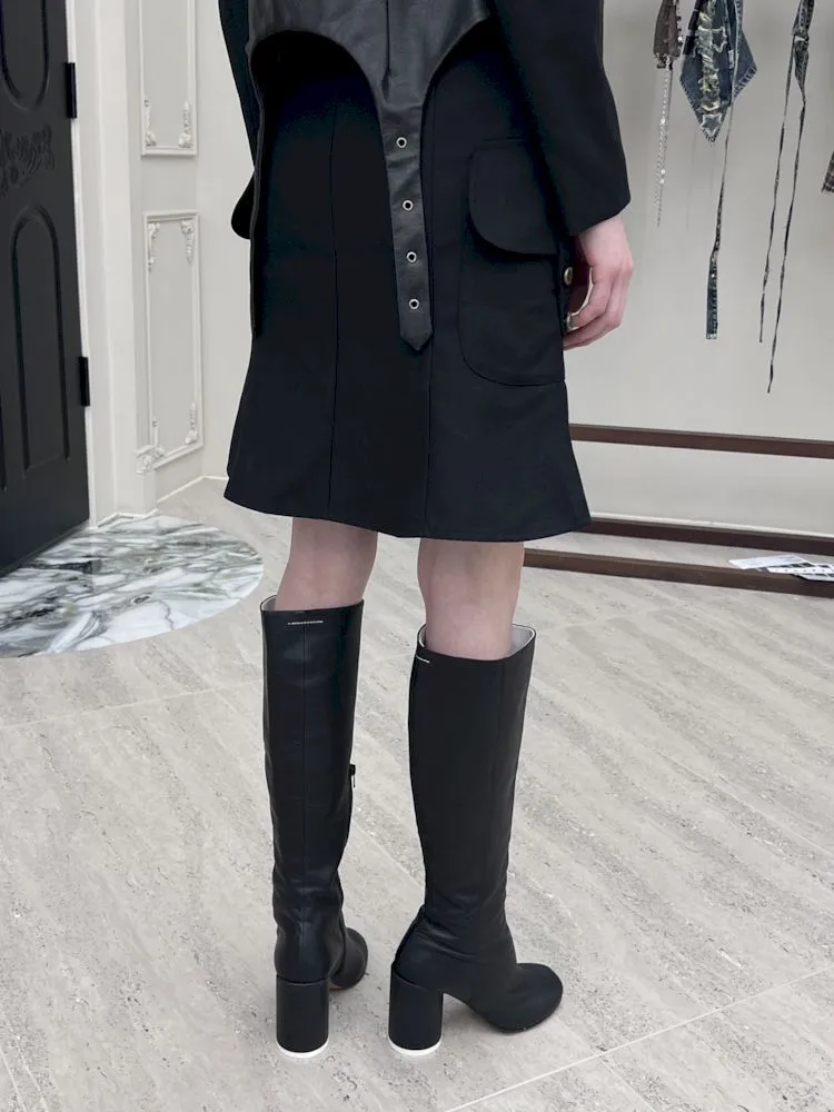 Side double pockets women's fishtail skirt【s0000006797】
