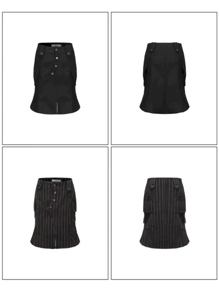 Side double pockets women's fishtail skirt【s0000006797】