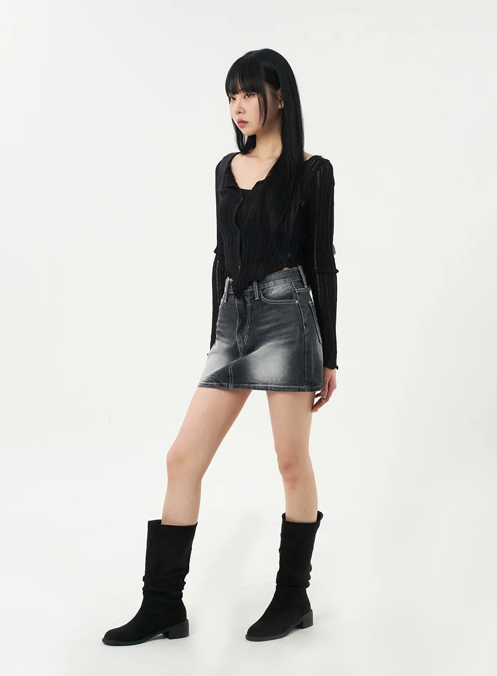 Simple Denim Mini Skirt CA328