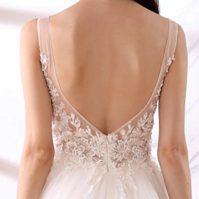 Soft Lace Tulle A Line Bridal Wedding Gown