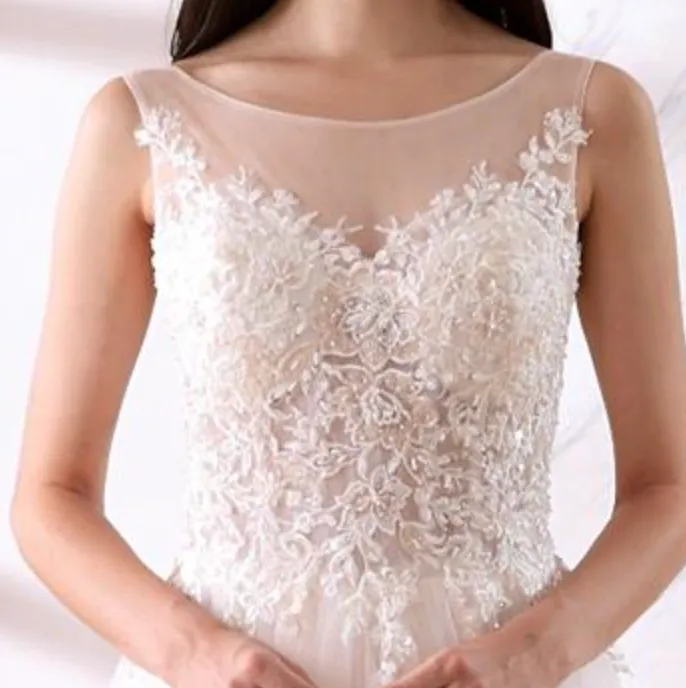 Soft Lace Tulle A Line Bridal Wedding Gown