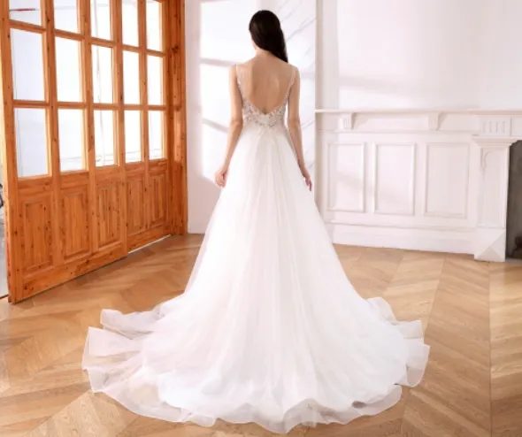 Soft Lace Tulle A Line Bridal Wedding Gown