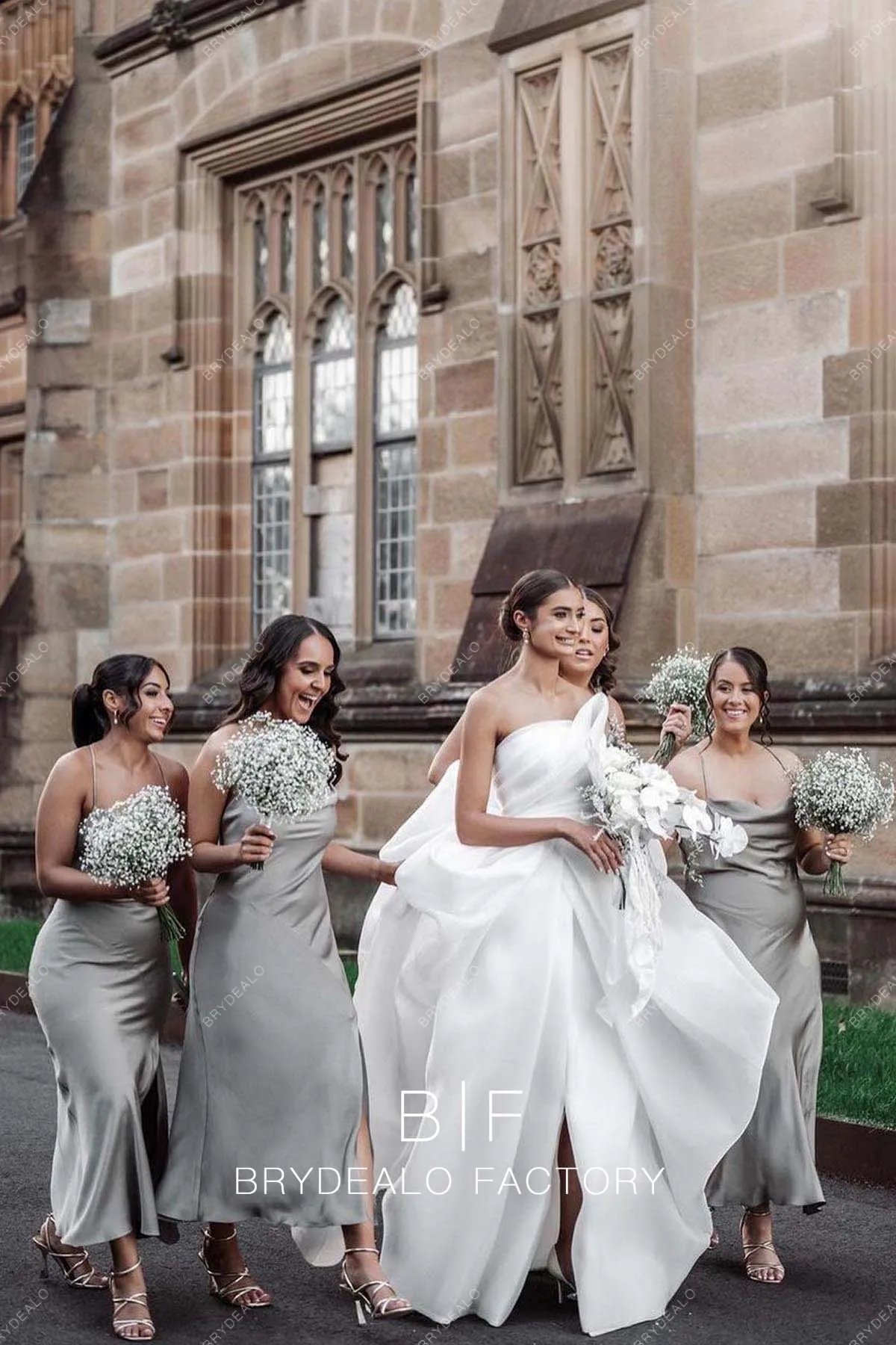 Strapless Designer Organza Slit Destination Wedding Dress with Overskirt