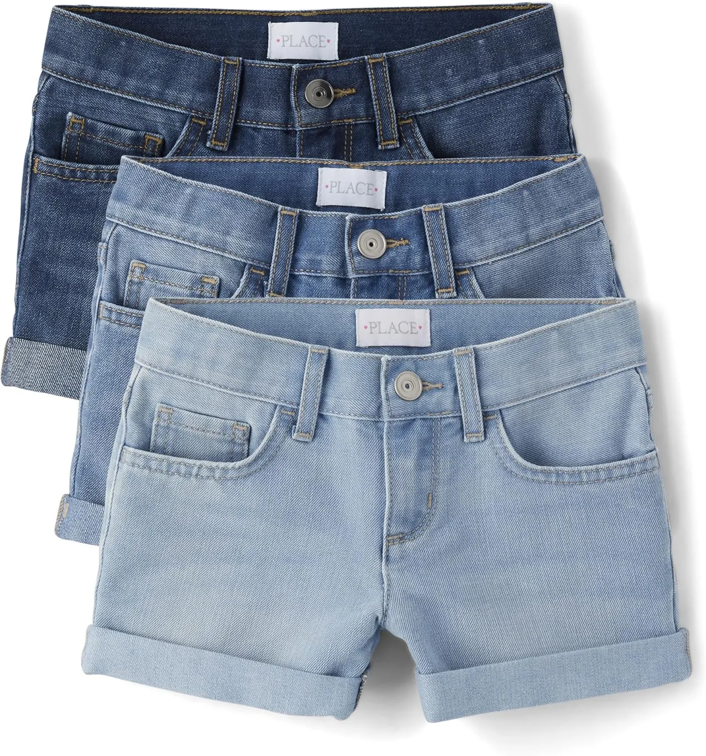The Children's Place Baby Girls' Denim Roll Cuff Shortie